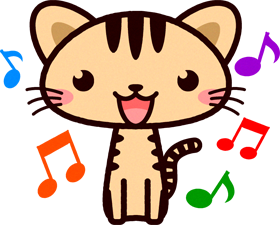 猫イラスト/歌を歌う