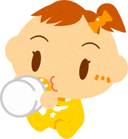 ミルクを飲む、かわいい赤ちゃんイラスト/女の子2