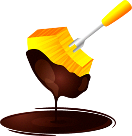 パイナップルのチョコレートフォンデュのイラスト