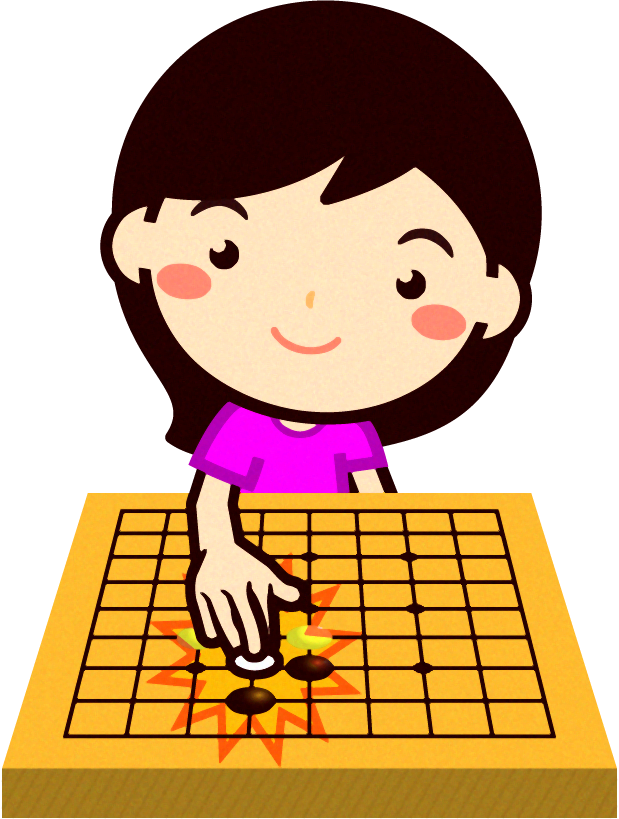 囲碁を打つ女の子イラスト