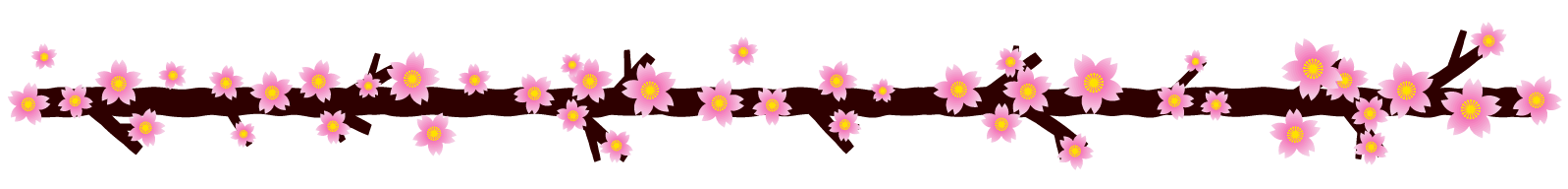 桜の花ライン・罫線イラスト/枝に咲いた桜