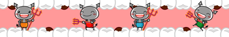 歯を虫歯にする虫歯菌のライン・罫線イラスト