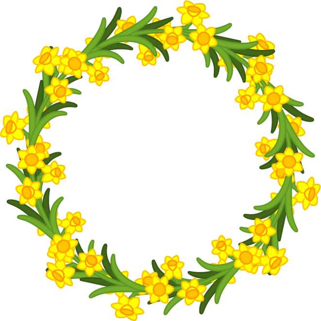 黄色い水仙の花飾り罫イラスト