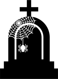 墓と蜘蛛の巣イラスト/モノクロ