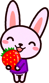 苺を持つウサギのイラスト